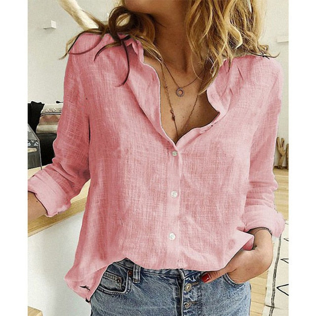 Women Shirts Top Loose Long Sleeve Blouse