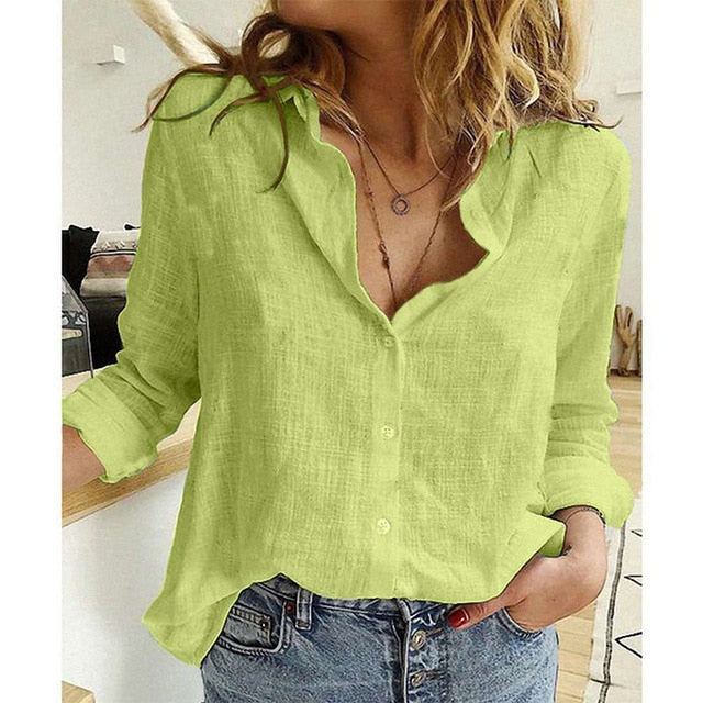 Women Shirts Top Loose Long Sleeve Blouse