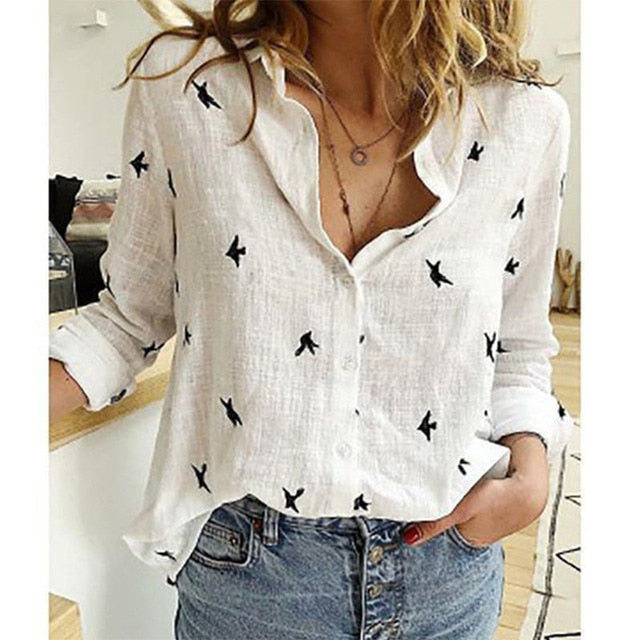 Women Shirts Top Loose Long Sleeve Blouse