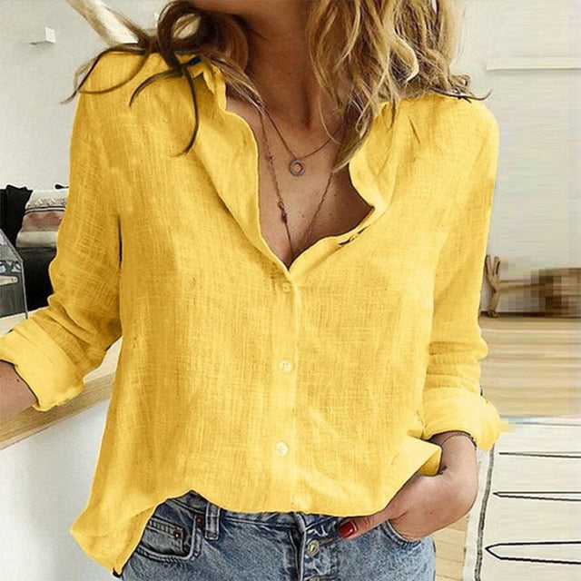 Women Shirts Top Loose Long Sleeve Blouse