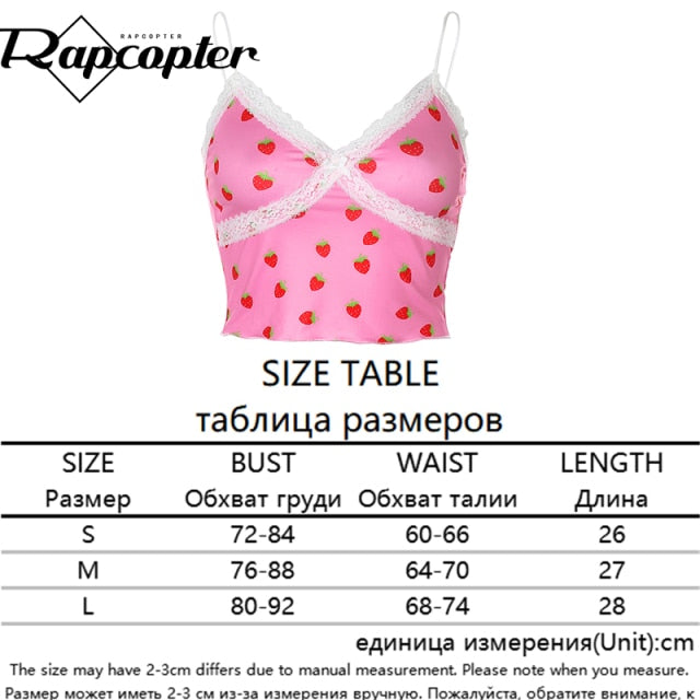 Pink Printed Camis Cute Crop Top Tie Up Tank Top Retro Party Tee Top Women Sweet Mini Vest Sweat