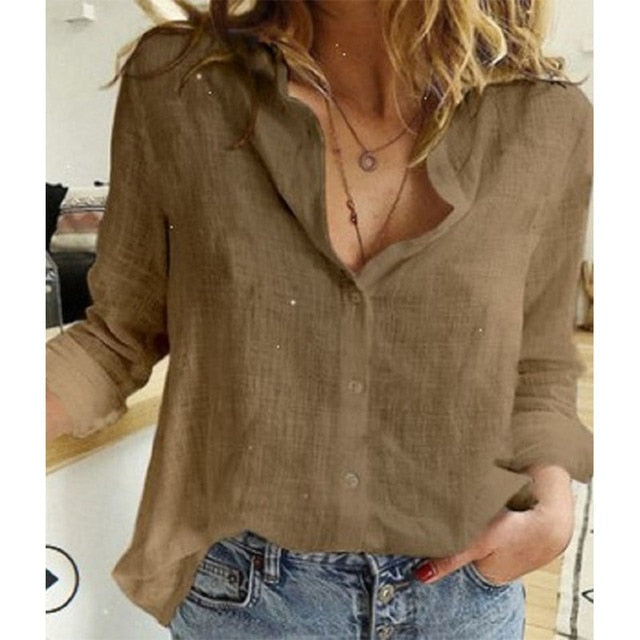 Women Shirts Top Loose Long Sleeve Blouse