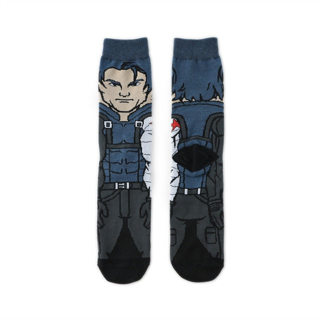 Pair of Knee-high Marvel Print Socks for Men and Women Cartoon Character Adult Socks