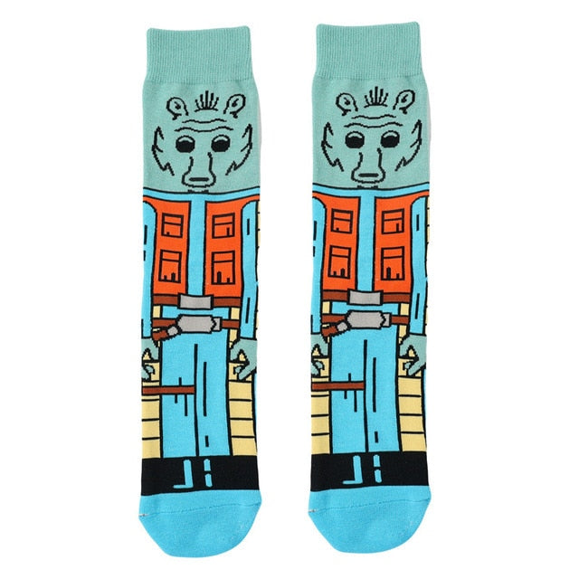 Pair of Knee-high Marvel Print Socks for Men and Women Cartoon Character Adult Socks