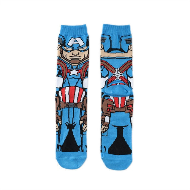 Pair of Knee-high Marvel Print Socks for Men and Women Cartoon Character Adult Socks