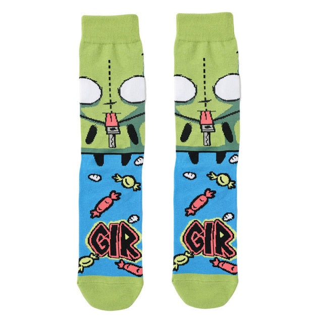 Pair of Knee-high Marvel Print Socks for Men and Women Cartoon Character Adult Socks