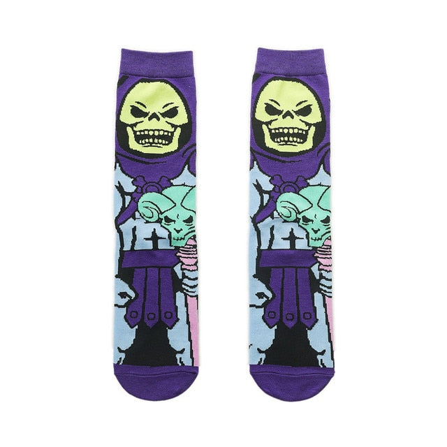 Pair of Knee-high Marvel Print Socks for Men and Women Cartoon Character Adult Socks