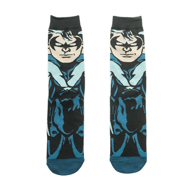 Pair of Knee-high Marvel Print Socks for Men and Women Cartoon Character Adult Socks