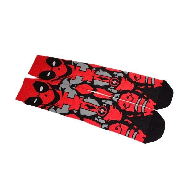 Pair of Knee-high Marvel Print Socks for Men and Women Cartoon Character Adult Socks