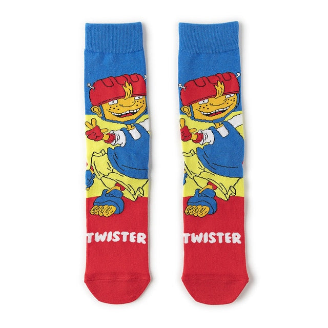 Pair of Knee-high Marvel Print Socks for Men and Women Cartoon Character Adult Socks