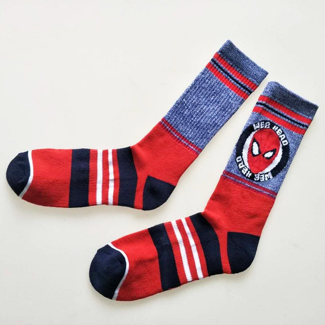 Pair of Knee-high Marvel Print Socks for Men and Women Cartoon Character Adult Socks