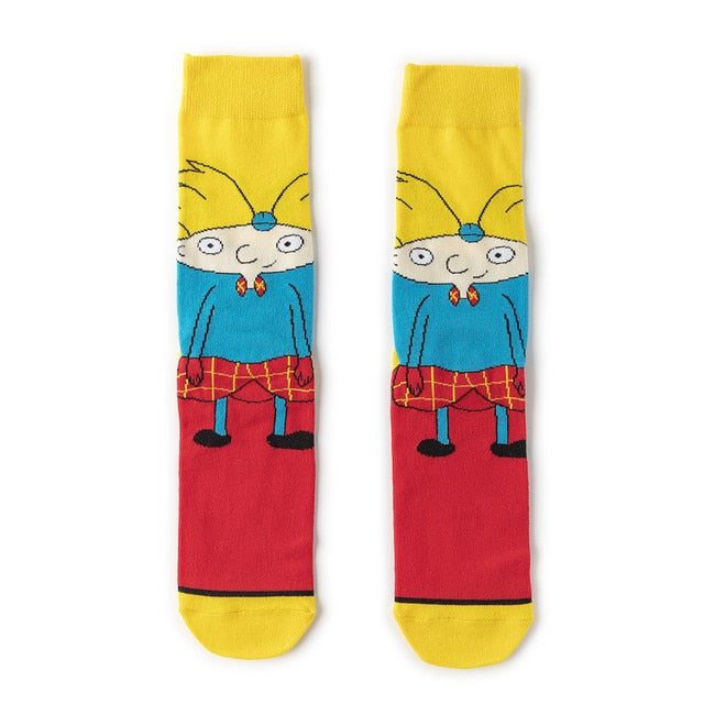 Pair of Knee-high Marvel Print Socks for Men and Women Cartoon Character Adult Socks