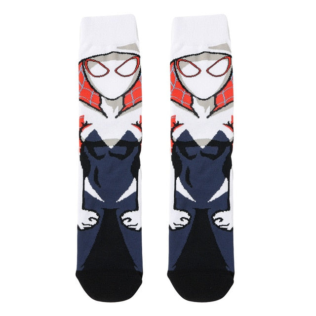 Pair of Knee-high Marvel Print Socks for Men and Women Cartoon Character Adult Socks