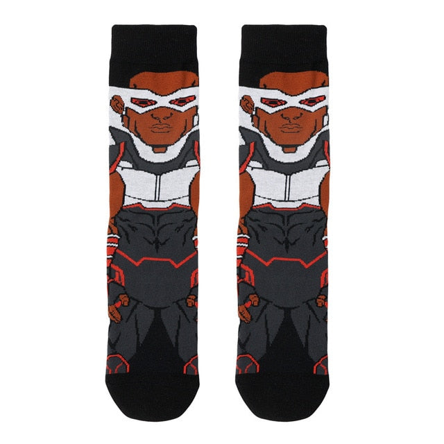 Pair of Knee-high Marvel Print Socks for Men and Women Cartoon Character Adult Socks