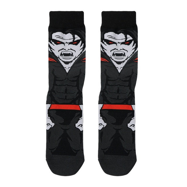 Pair of Knee-high Marvel Print Socks for Men and Women Cartoon Character Adult Socks