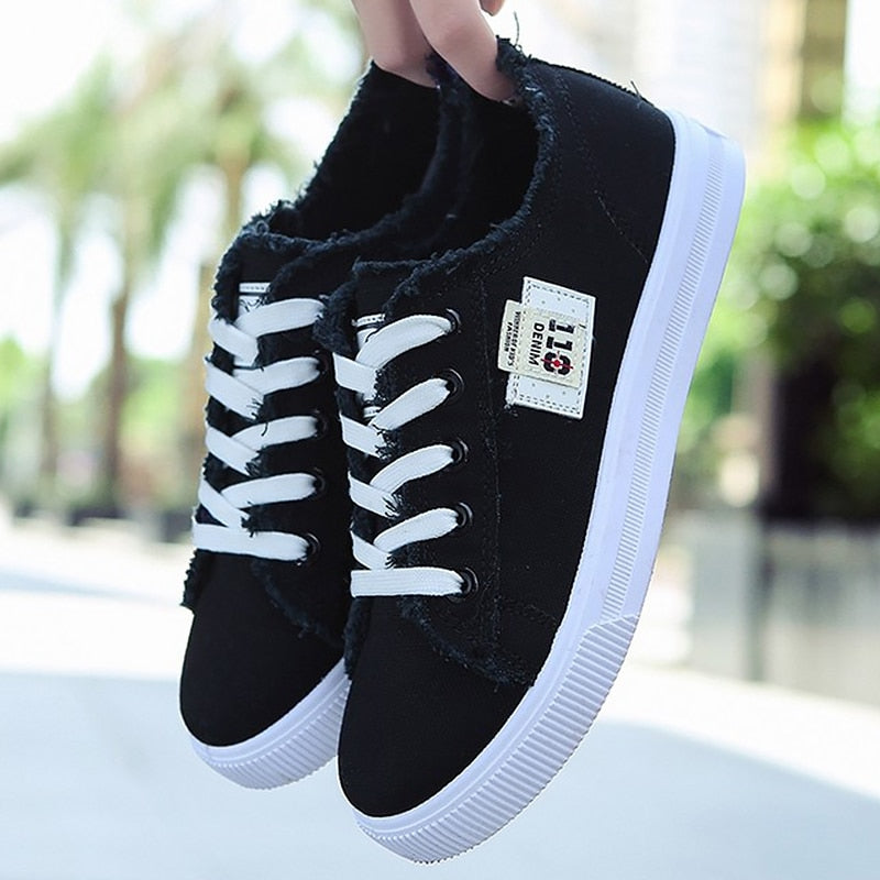 Trendy Canvas Lace Up Tennis Shoes