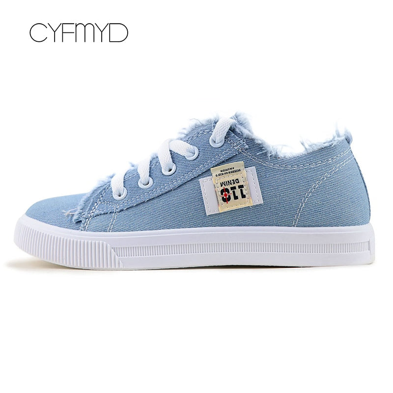 Trendy Canvas Lace Up Tennis Shoes