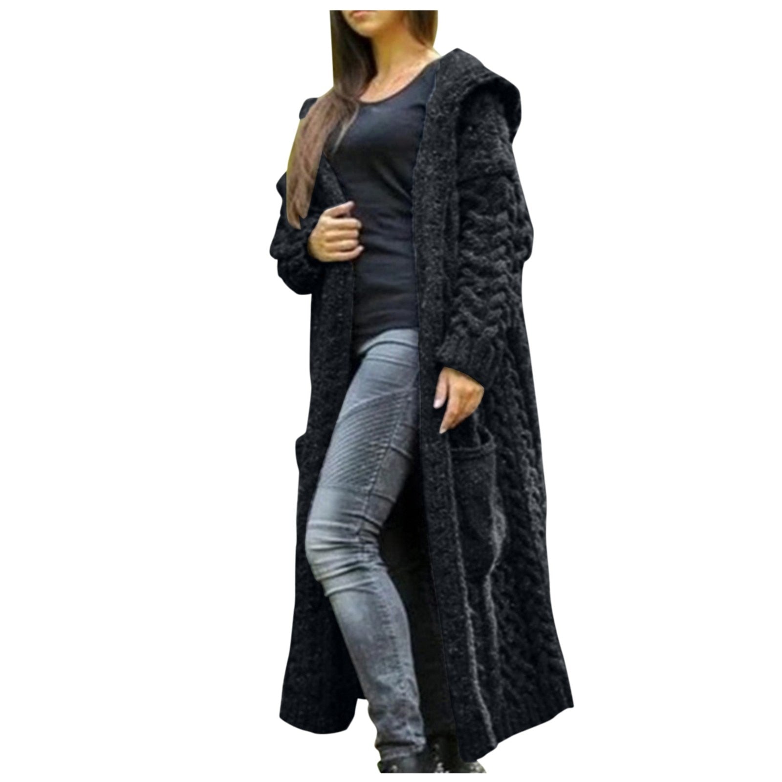 Trendy Hooded Oversized  Cardigan Sweater