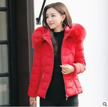 Trendy Faux Fur Hooded Puffy Coat