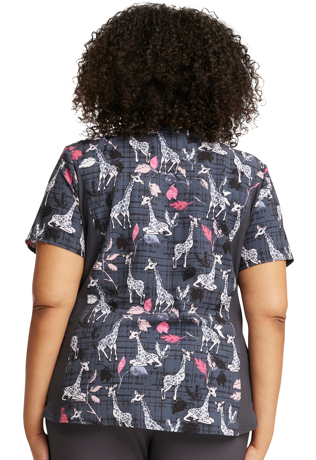 Cherokee IFlex Printed V-Neck Knit Panel Scrub Top #CK641