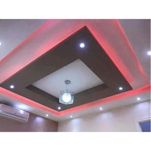 ceiling with strip lighting