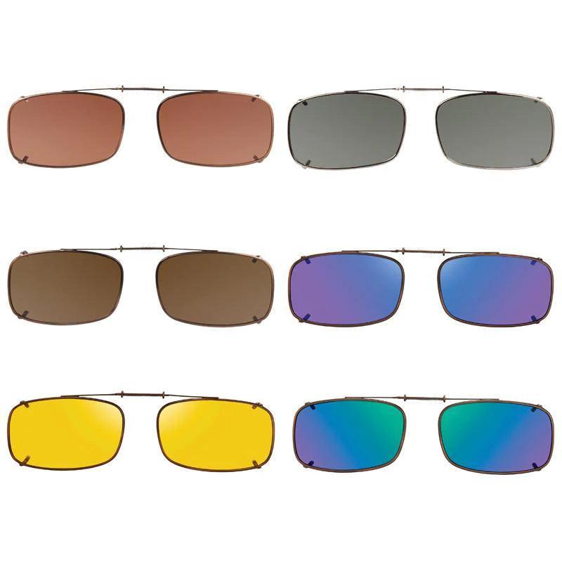 6 Deep Rectangle, Shade Control, Polarized Clip On Sunglasses