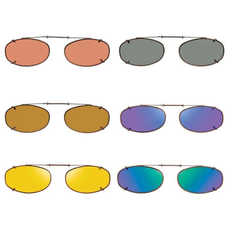 6 Mod Rectangle, Shade Control,  Polarized Clip On Sunglasses