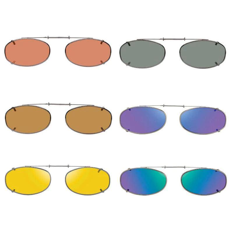 6 Mod Rectangle, Shade Control,  Polarized Clip On Sunglasses