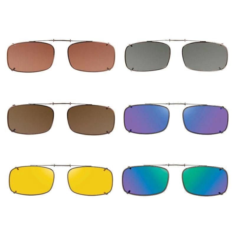 6 Deep Rectangle, Shade Control, Polarized Clip On Sunglasses