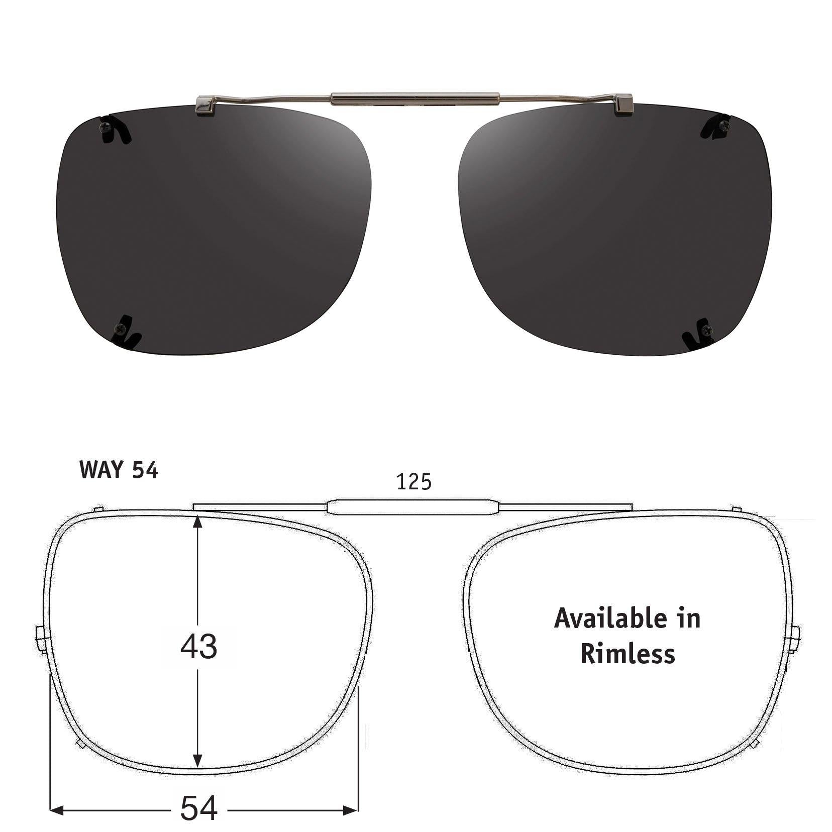 Way Rectangle, Rimless Clip-On Sunglasses