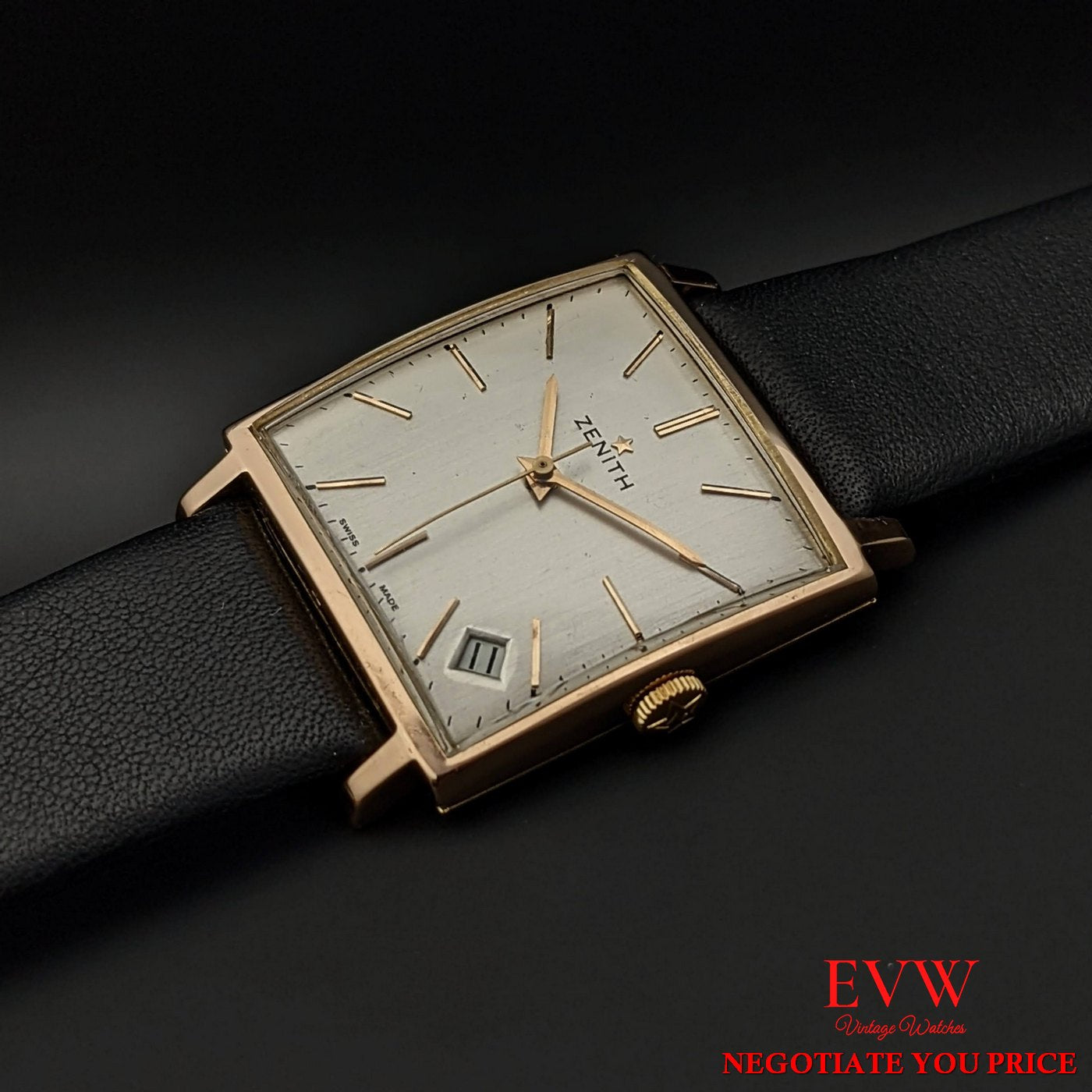 Vintage Zenith Square 18k Gold  from 1964 / Fully Serviced