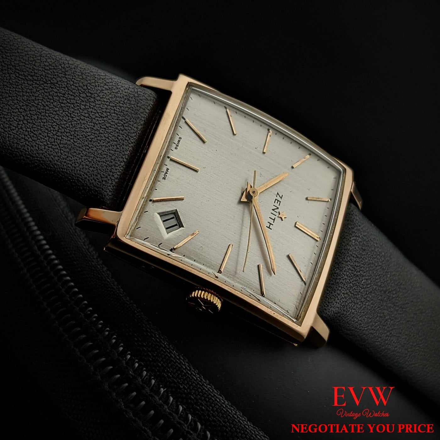 Vintage Zenith Square 18k Gold  from 1964 / Fully Serviced