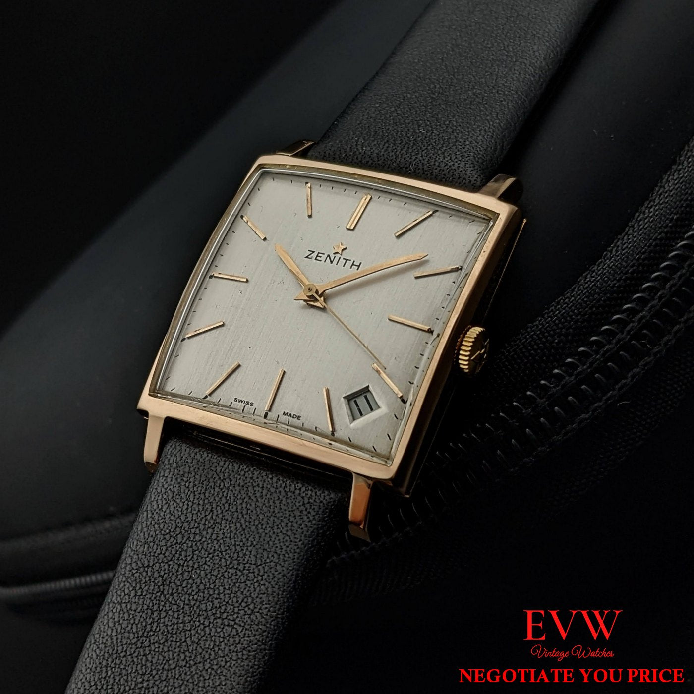 Vintage Zenith Square 18k Gold  from 1964 / Fully Serviced