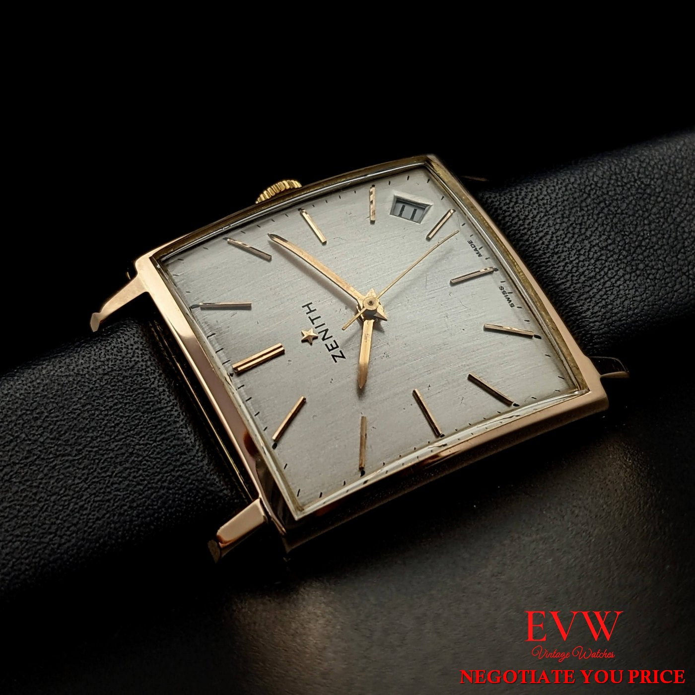 Vintage Zenith Square 18k Gold  from 1964 / Fully Serviced