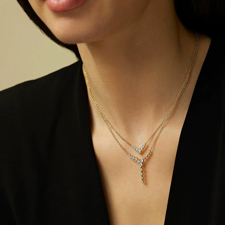 Melissa Kaye 18K Gold Aria Cascade Mini Diamond Necklace