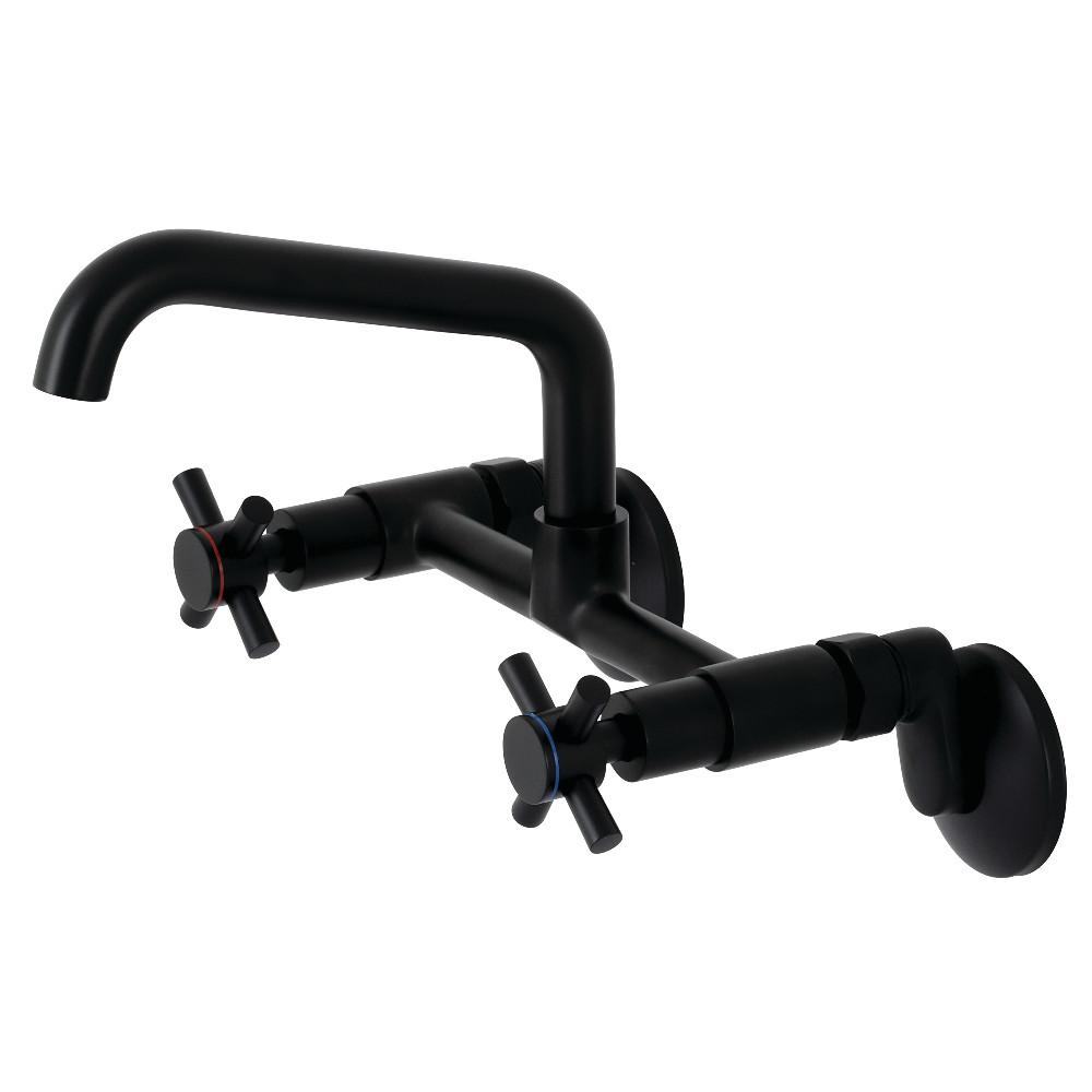 Kingston Brass Concord Two-Handle Wall-Mount Kitchen Faucet, Matte Black (KS423MB)