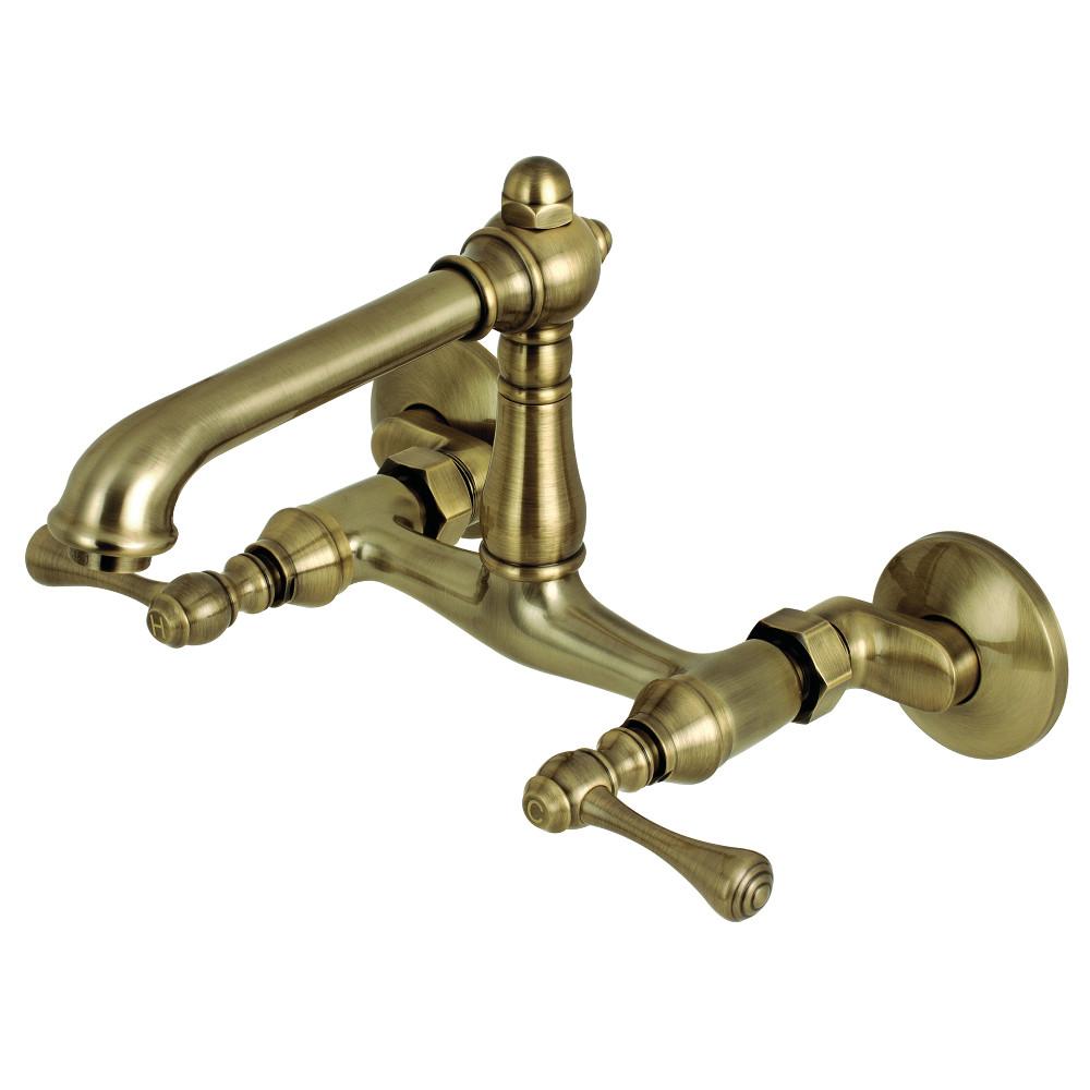 Kingston Brass English Country 6-Inch Adjustable Center Wall Mount Kitchen Faucet (KS7227BL)