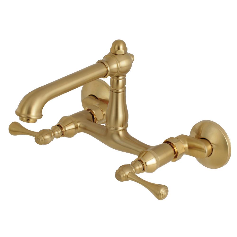 Kingston Brass English Country 6-Inch Adjustable Center Wall Mount Kitchen Faucet (KS7227BL)