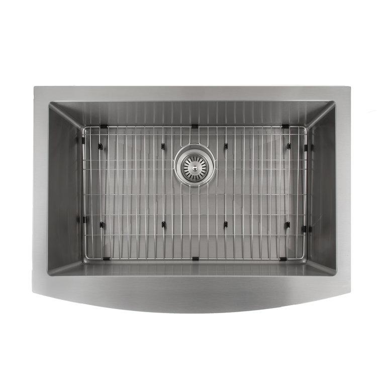 ZLINE Zermatt 30 in. Farmhouse Apron Mount Single Bowl Kitchen Sink with Bottom Grid (SAS-30)