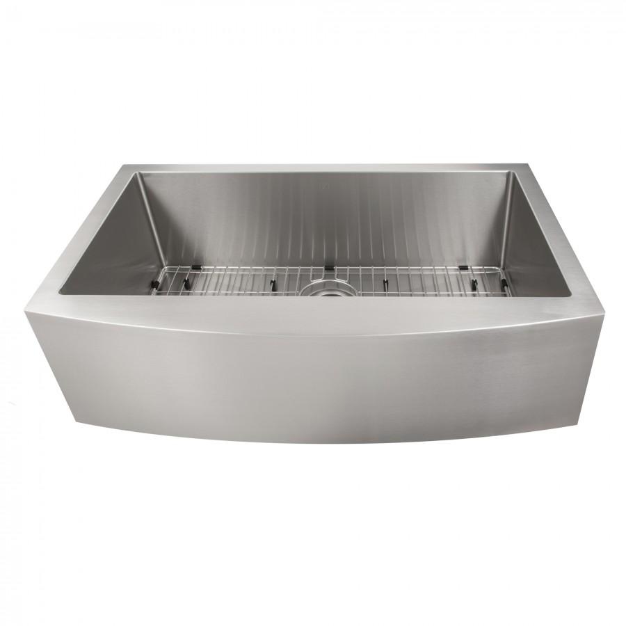 ZLINE 33 in. Vail Farmhouse Apron Mount Single Bowl Kitchen Sink with Bottom Grid (SAS-33)