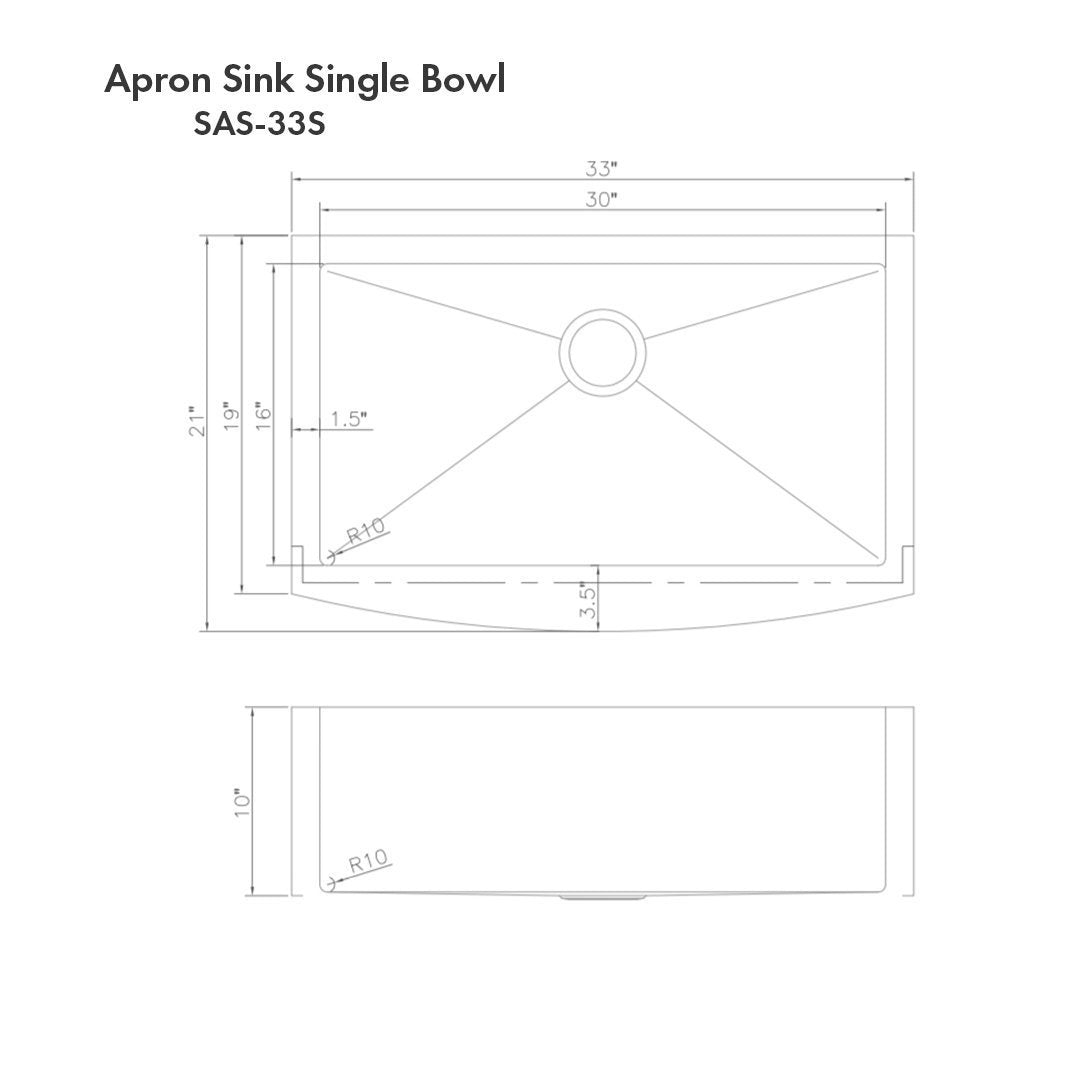 ZLINE 33 in. Vail Farmhouse Apron Mount Single Bowl Kitchen Sink with Bottom Grid (SAS-33)