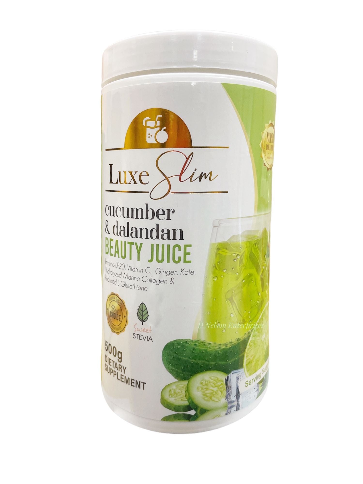 2 Jars Luxe Slim Half Kilo Canister Cucumber Dalandan Beauty Juice - EXPIRES JULY 2024