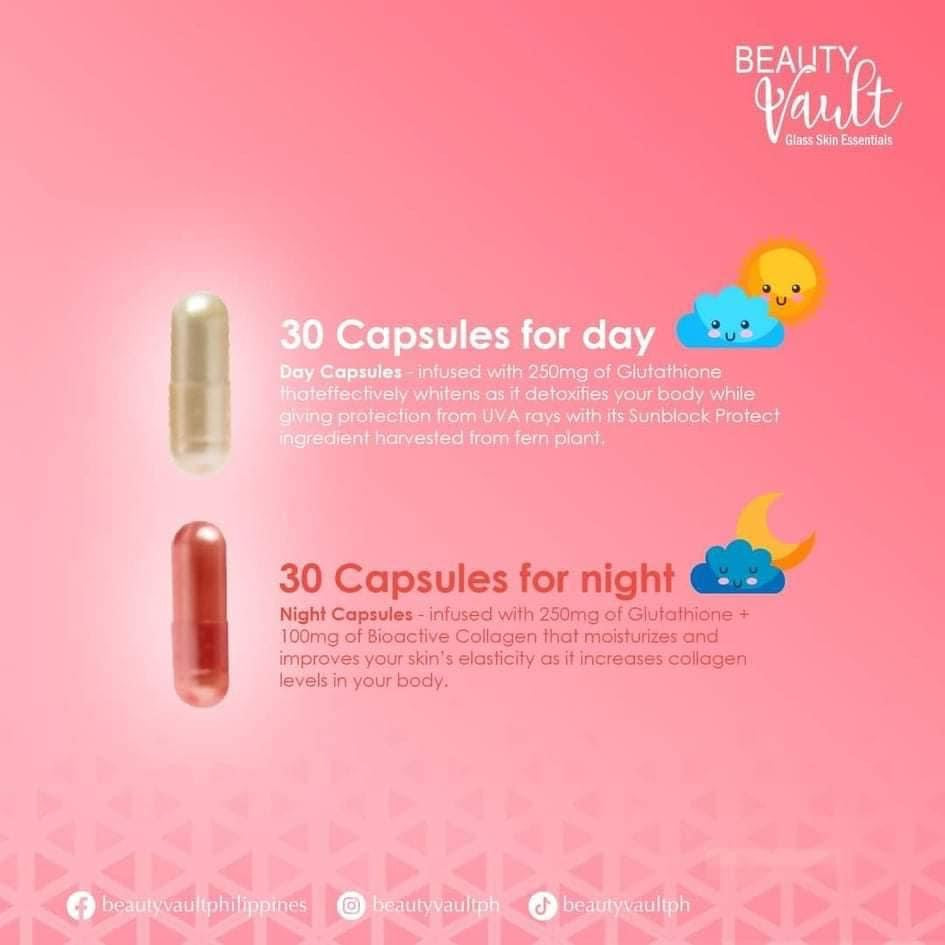 Beauty Vault LUMI 24H Glutathione Capsules + LUMINA GLOW Bioactive Collagen Mix