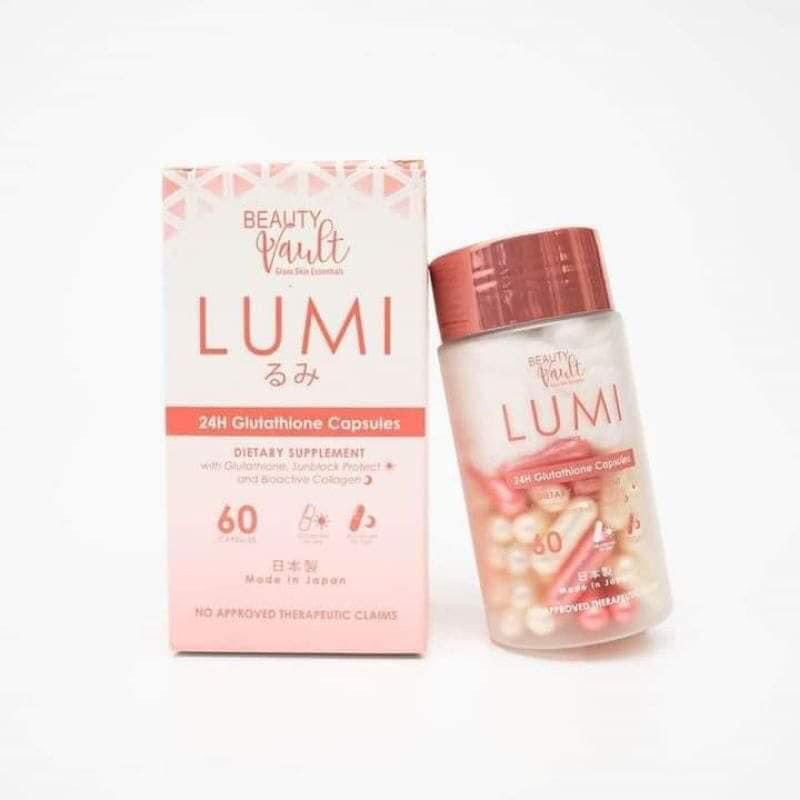 Beauty Vault LUMI 24H Glutathione Capsules + LUMINA GLOW Bioactive Collagen Mix