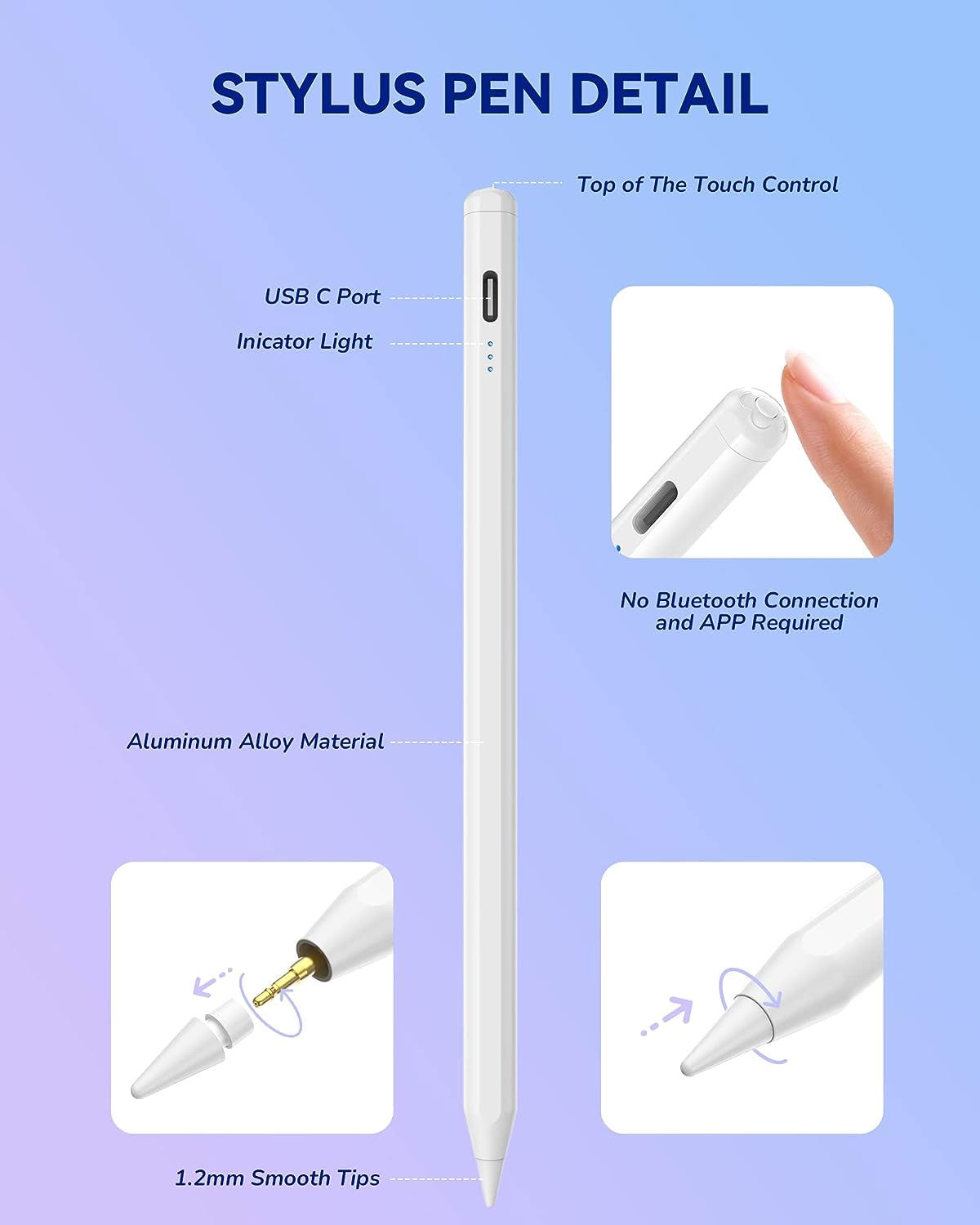 Active Stylus Pen , Rechargeable Touch Capacitive Digital - AWXG79