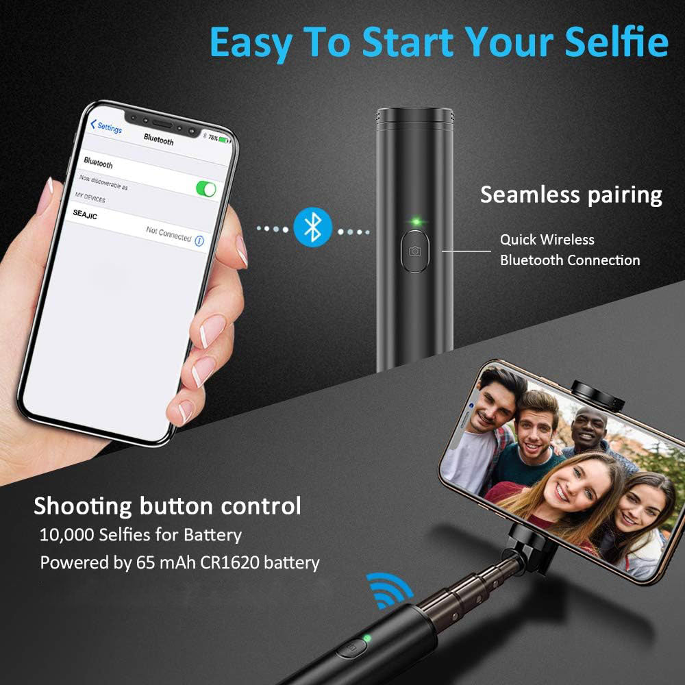 Selfie Stick , Self-Portrait Remote Shutter Lightweight Aluminum Wireless - AWG36