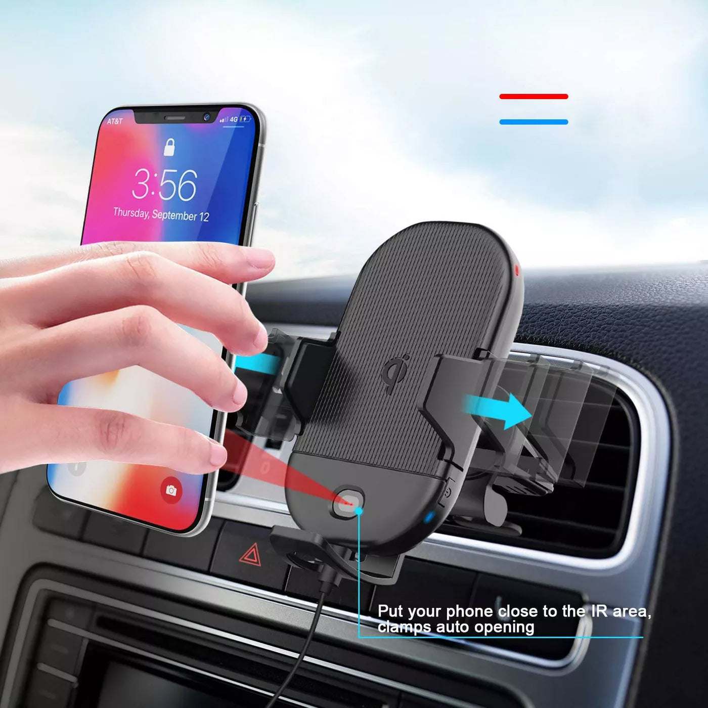 Car Wireless Charger Mount, Cradle Fast Charge Holder Air Vent - AWZ08