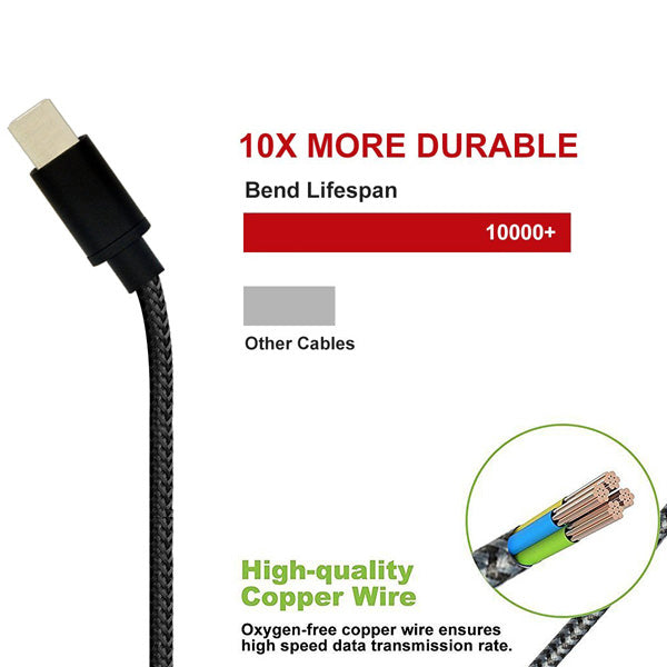 USB Cable, Power Charger Cord Type-C 10ft - AWR22