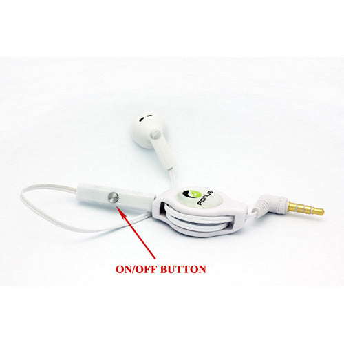 Retractable Mono Earphone, Handsfree Headset 3.5mm w Mic Headphone - AWJ79