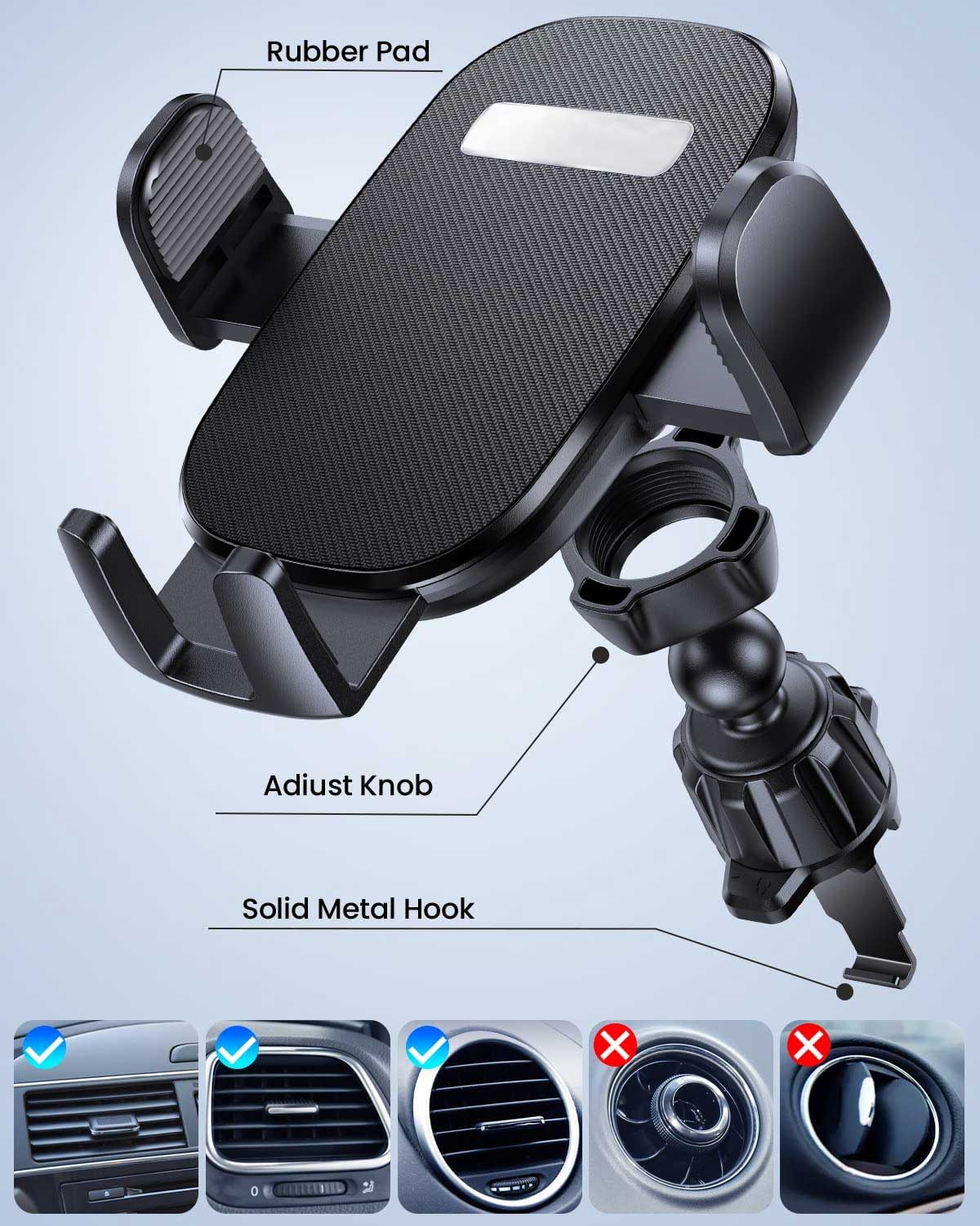 Car Mount, Cradle Rotating Phone Holder Air Vent - AWY98